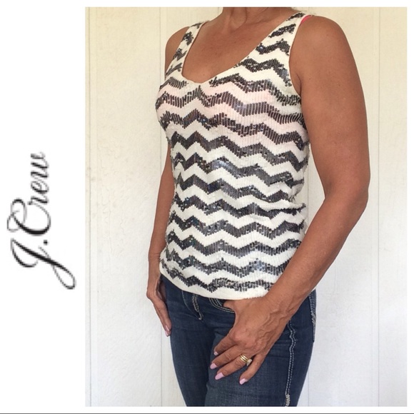 J. CREW SEQUIN ZIG ZAG TANK TOP XS - Picture 2 of 8